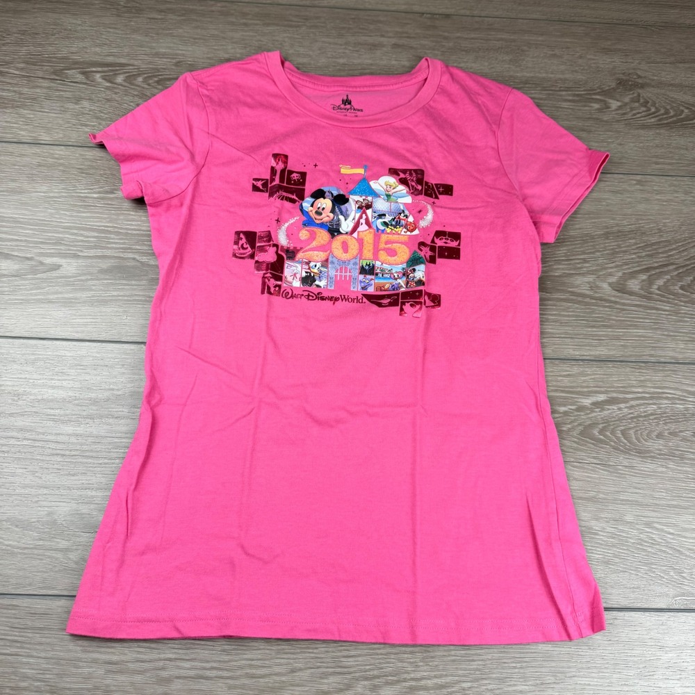 Disney Parks Womens T-Shirt Walt Disney World 2015 Mickey Mouse Pink M - Picture 2 of 8